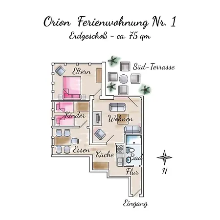 Gaestehaus Orion - 1 Apartment Spiekeroog